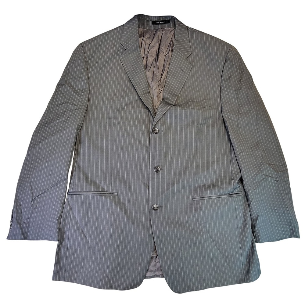Calvin Klein Men's Gray Pinstripe Wool Blend Suit Jacket Blazer 44L